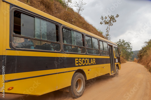 Bild auf Leinwand School bus for students living in the rural area of the city of Guarani, state of Minas Gerais, Brazil