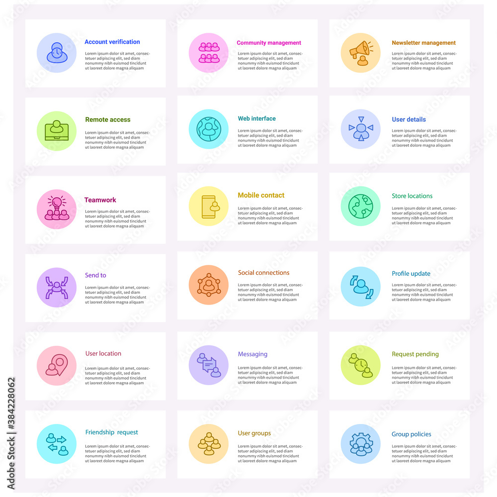 Set of website templates with icons or buttons. Mobile app templates designs.User page menu, settings, Vector illustration concepts of web pages for website and mobile app development.Editable stroke Set of website templates with icons or buttons. Mobile app templates designs.User page menu, settings, Vector illustration concepts of web pages for website and mobile app development.Editable stroke
