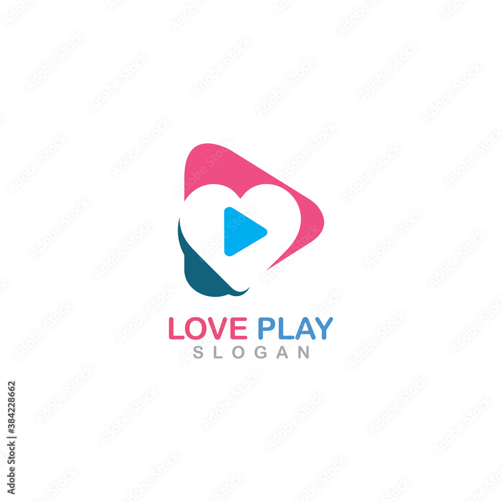 Love Play media logo inspiration illustration vector design app Love Play media logo inspiration illustration vector design app