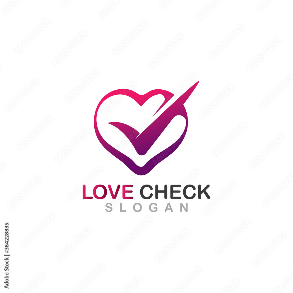 Love Check combination Logo Symbol Design concept Illustration