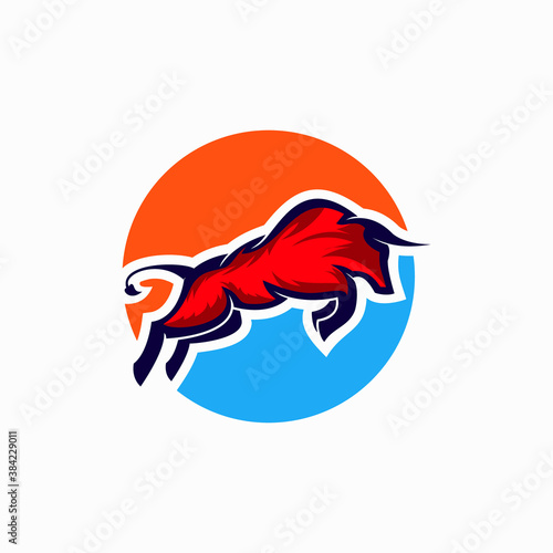 a Vintage Aggressive Angry Animal In Action Illustration Logo - Bull