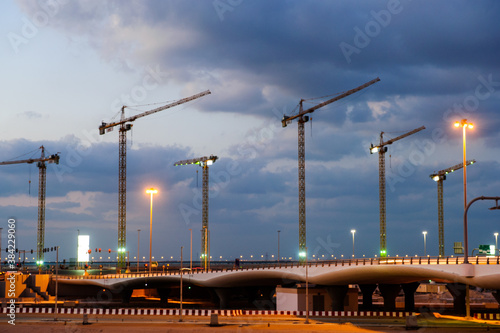 tower crane in the blue sky background