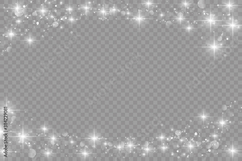 White dust sparkles and the star