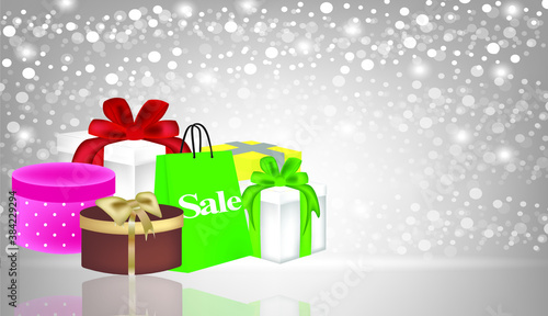 Christmas presents nad shopping bag, vector
