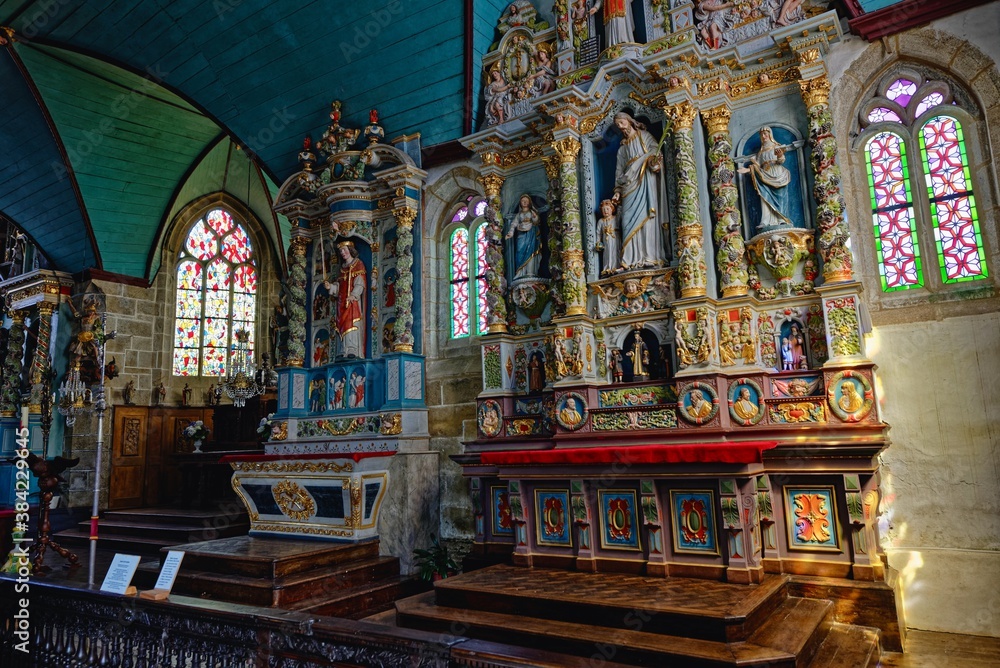 Obraz premium Enclos Paroissial de Guimiliau, l'église Saint-Miliau, Armorique, Finistère, Bretagne, France 