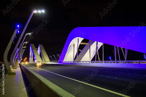 ABU DHABI, UAE - OCTOBER 23: on Oct 23, 2016 Al Maktum bridge in Abu Dhabi, United Arab Emirates.