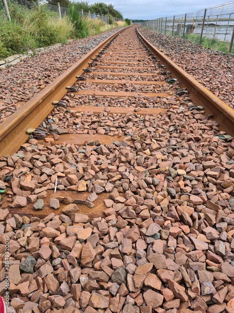 Stone Railway tracks in Fife Scotland Stone Railway tracks in Fife Scotland