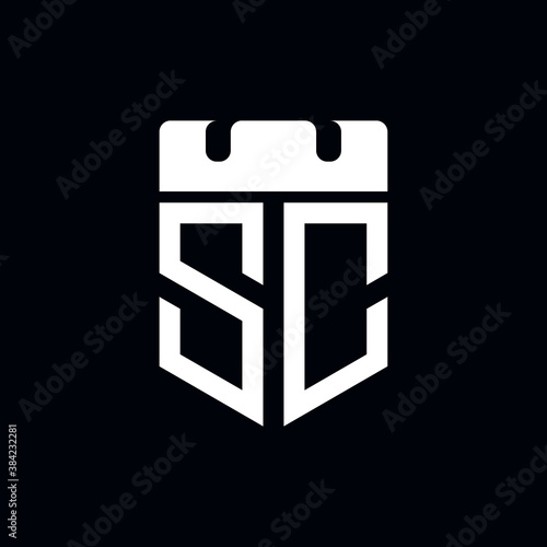 this is a s and c letter with shield concept . logo template