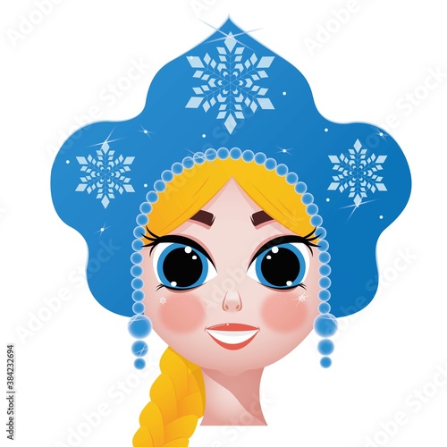 Snow maiden is a fairy-tale character. Russian beauty in a kokoshnik.