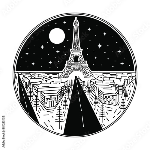 eiffel tower schene badge design