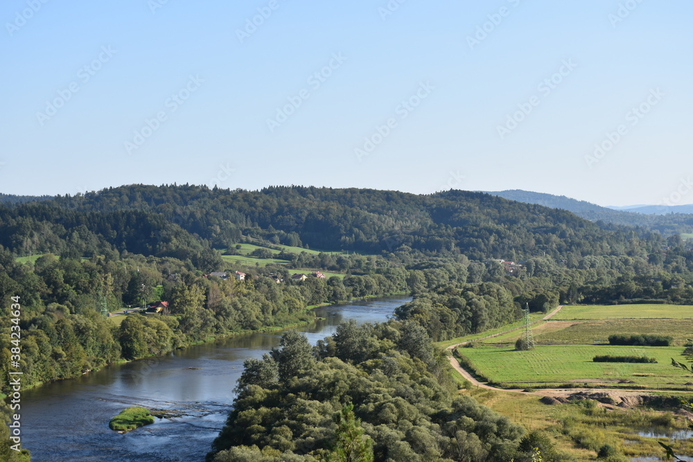 landscape with river in poland, bieszczady region