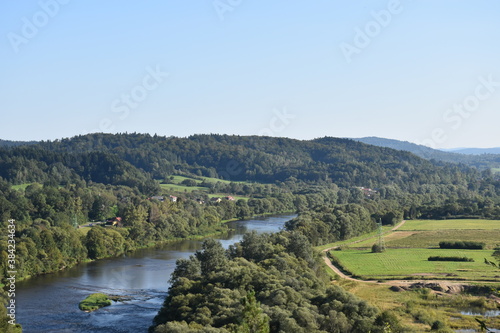 Fototapeta Naklejka Na Ścianę i Meble -  landscape with river in poland, bieszczady region