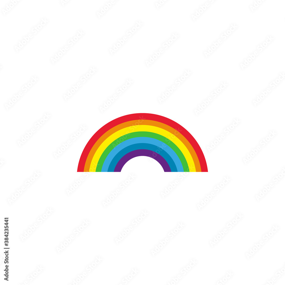Fototapeta premium Color Rainbow With Clouds, With Gradient Mesh, Vector Illustration.