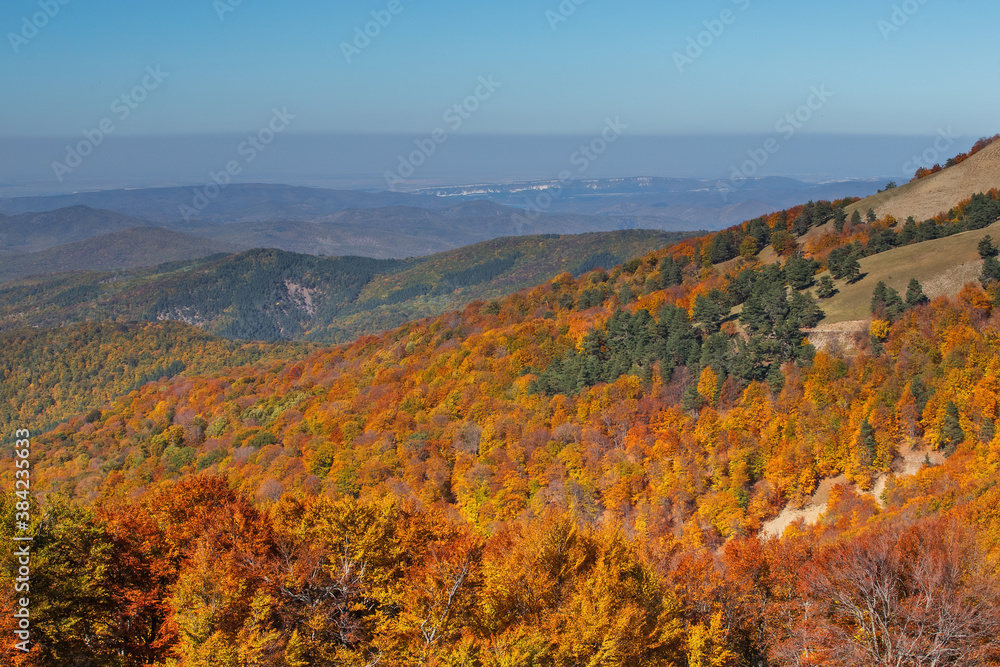 Fantastic beautiful autumn landscape in the mountains of Crimea. Gurzuf, Yalta.