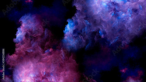 Abstract pink and blue beautiful fractal background in the form of clouds and feathers and is suitable for use in projects of imagination, creativity and design.