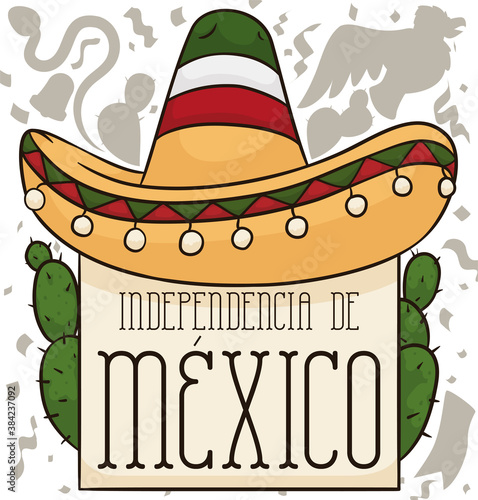Traditional Mexican Symbols to Celebrate its Independence Day, Vector Illustration