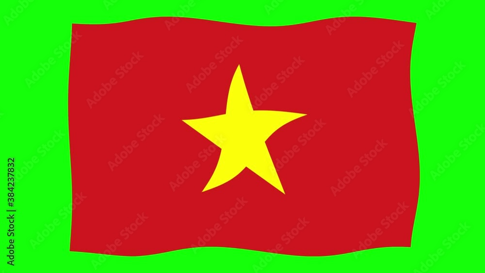 Vietnam Flag Waving and Flutter Green Screen Background Animation Vietnam Flag Waving and Flutter Green Screen Background Animation