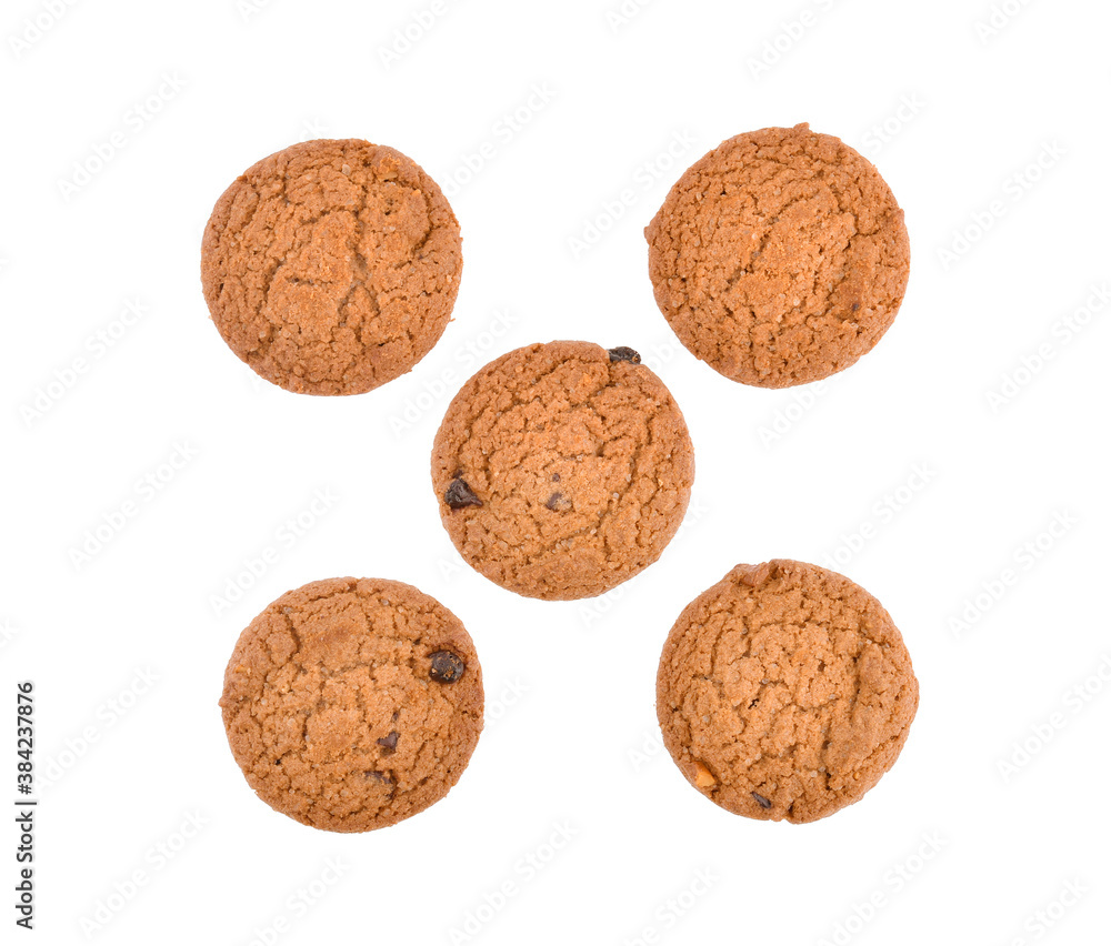 Top view of Chocolate chip cookie isolated on white background Top view of Chocolate chip cookie isolated on white background