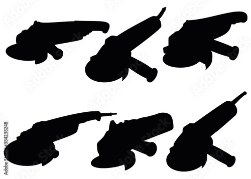 Angle grinders in the set. Vector image.