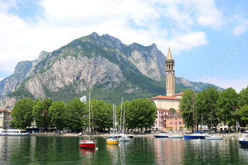 View of the town of Lecco in Italy, located on Lake Como