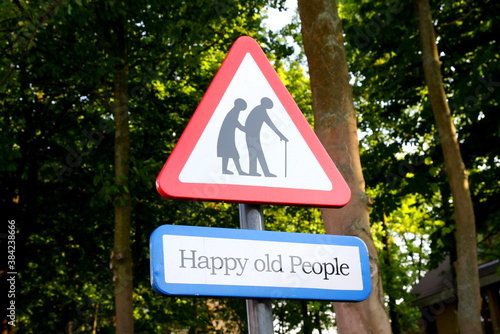 Road sign warning of elderly people