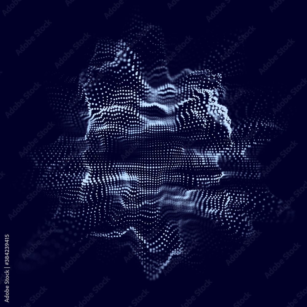 Part Visualization Explosion Sphere of glowing particles and with explosion effect. Big data ...