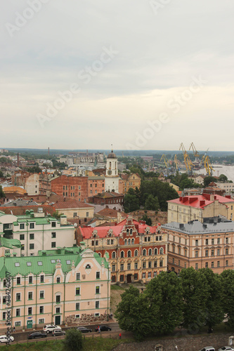 Top view of the beautiful old town and cozy colored houses, Russia, Vyborg.  © Ольга Вашина