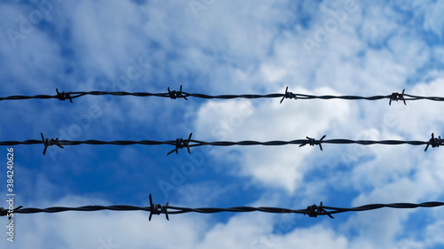 Barbed Wire Against Blue Sky