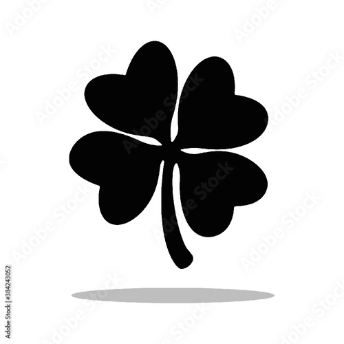 Black 4 leaf clover, luck icon