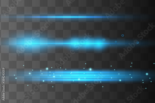 Abstract blue laser beam. Transparent isolated on black background. Vector illustration.the lighting effect.floodlight directional