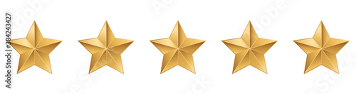 Stars rating icon set. Gold star icon set isolated on a white background. Five stars customer product rating review flat icon for apps and websites. vector illustration. EPS 10