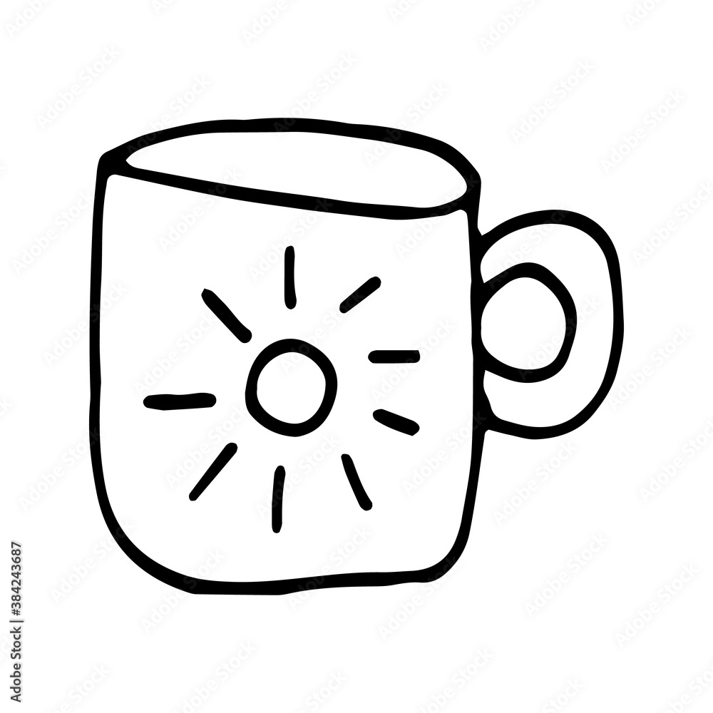 Single hand drawn cup of coffee, chocolate, cocoa, americano or cappuccino. Doodle vector illustration. Single hand drawn cup of coffee, chocolate, cocoa, americano or cappuccino. Doodle vector illustration.