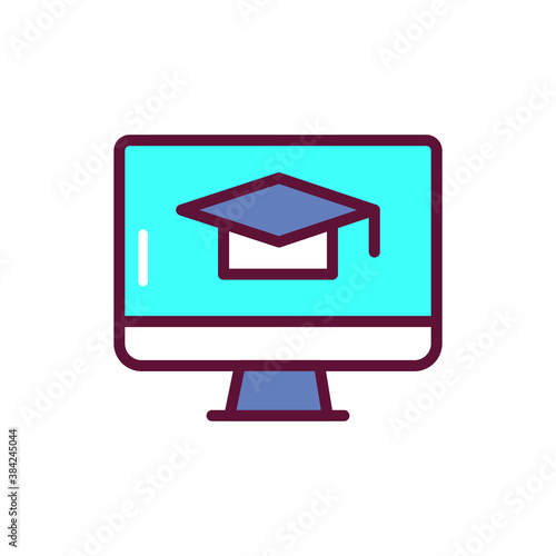 Distance learning color line icon. Vector illustration