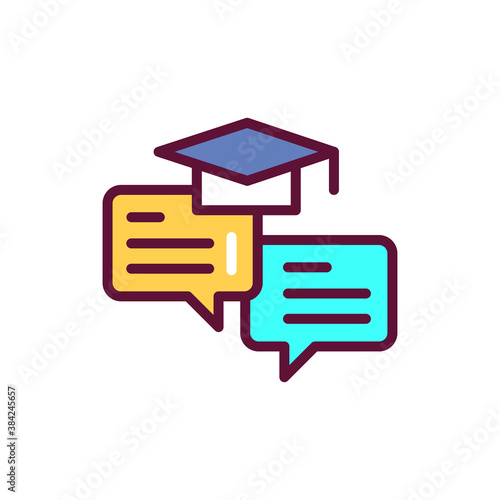 Oratory courses color line icon. Vector illustration