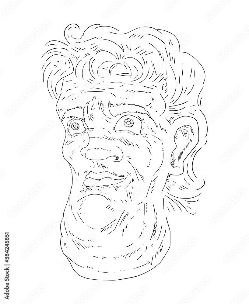 Creative artwork drawing of a face on an isolated white background,  surrealism of a person's face Stock Photo - Alamy