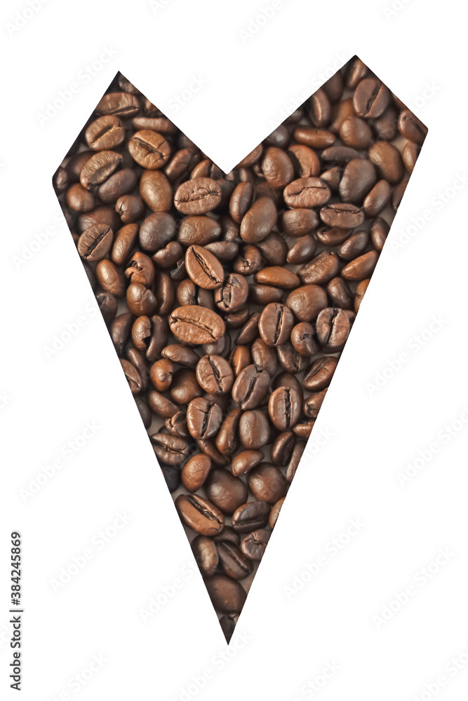 Coffee beans as heart icon, symbol isolated on white. Coffee beans as heart icon, symbol isolated on white.