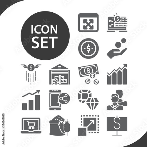 Simple set of profit related filled icons.