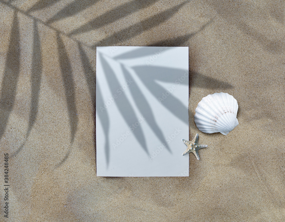 Fotografie A4 Paper Flyer Summer Sand Beach Mockup
