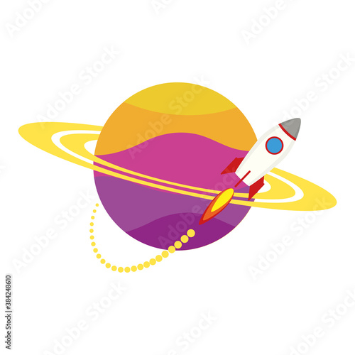 rocket start up launcher flying around saturn icon