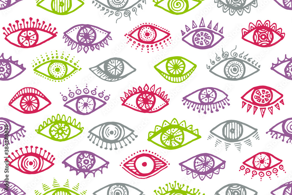 Different open eyes trendy repeatable ornament. Different open eyes trendy repeatable ornament.