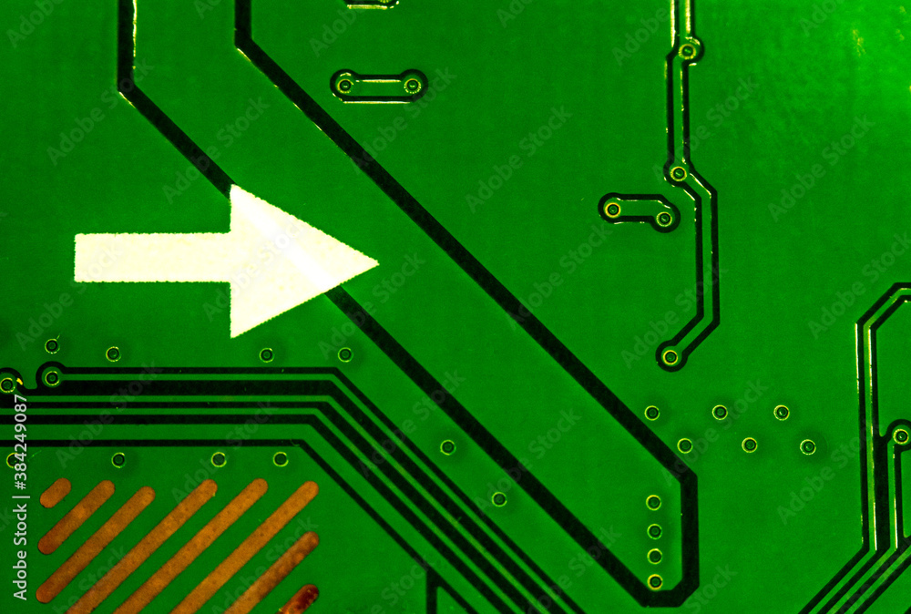White arrow on the green chip White arrow on the green chip