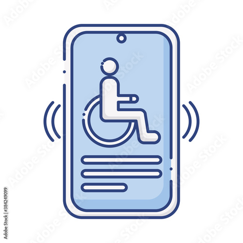 smartphone with wheelchair disabled flat style icon