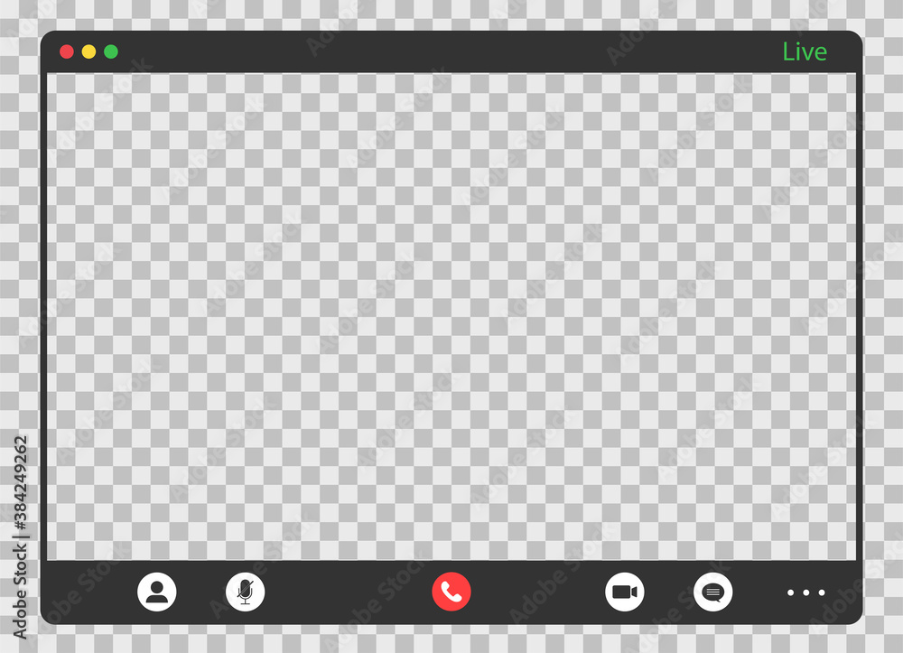 Call screen template. Video conference with transparent background