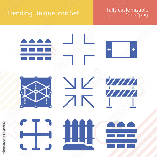 Simple set of perimeter related filled icons.