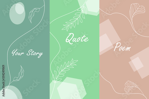 Vector set of abstract royal color creative quote,story and poem emblem template vector, stylish trendy fashion vector illustration photo