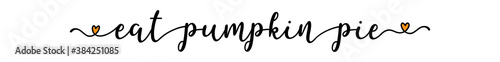 Hand sketched  EAT PUMPKIN PIE quote as banner. Lettering for poster, label, sticker, flyer, header, card, advertisement, announcement..