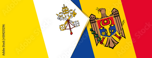 Vatican City and Moldova flags, two vector flags.