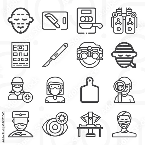 16 pack of incision  lineal web icons set