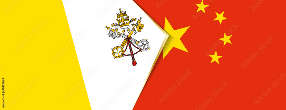 Vatican City and China flags, two vector flags. Vatican City and China flags, two vector flags.