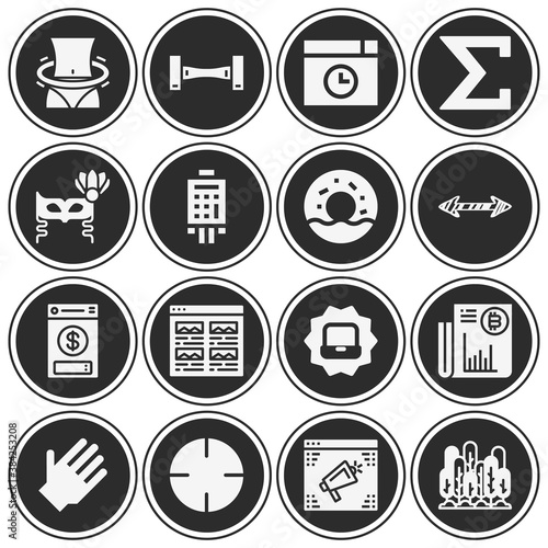 16 pack of re  filled web icons set